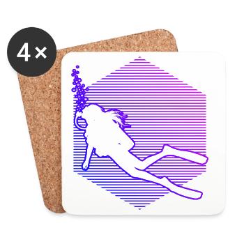 Idée cadeau pour un passionné de plongée avec Scuba Diving - Dessous de verre (lot de 4) - blanc - Devant