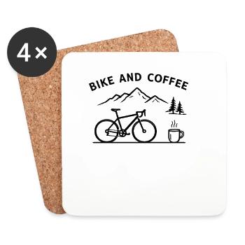 Mountain bike and coffee motif - Coasters (set of 4) - white - Front