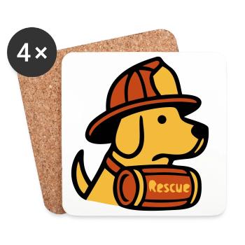 Icône des pompiers de chiens de sauvetage - Dessous de verre (lot de 4) - blanc - Devant