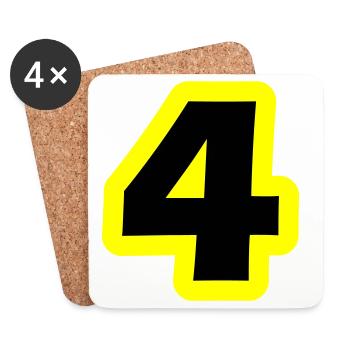 4 Symbole numérique - Dessous de verre (lot de 4) - blanc - Devant