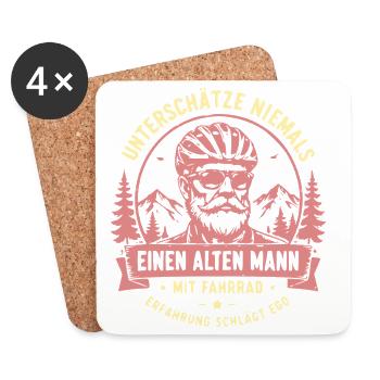 Unterschätze niemals alten Mann mit Fahrrad - Untersetzer (4er-Set) - Weiß - Vorne