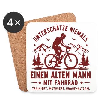Alpenradfahrer Nie Unterschätzen - Untersetzer (4er-Set) - Weiß - Vorne