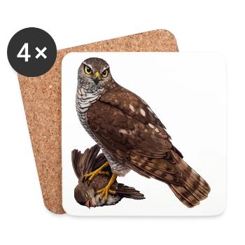 Faucon avec moineau - Dessous de verre (lot de 4) - blanc - Devant