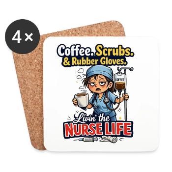 Funny Nurse Life Coffee Scrubs - Coasters (set of 4) - white - Front