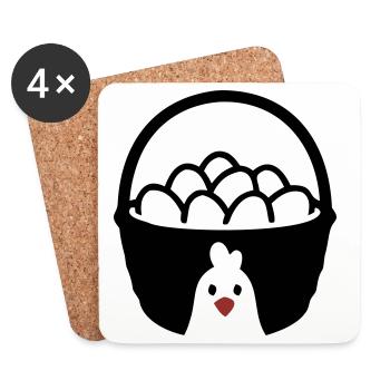 Icône du poulet en panier à œufs - Dessous de verre (lot de 4) - blanc - Devant