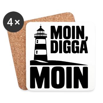  Moin Digga Moin Leuchtturm Norddeutsch Küste - Untersetzer (4er-Set) - Weiß - Vorne