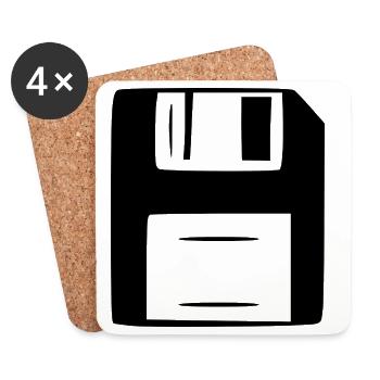 Floppy Disk Computer Retro Gift - Coasters (set of 4) - white - Front