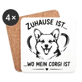 Zuhause ist Wo mein Corgi ist - Untersetzer (4er-Set) - Weiß - Vorne