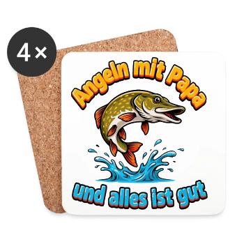 Pêcher avec papa - Dessous de verre (lot de 4) - blanc - Devant