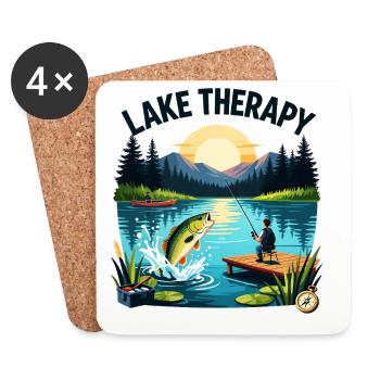 Lake Therapy Sunset Fishing - Coasters (set of 4) - white - Front