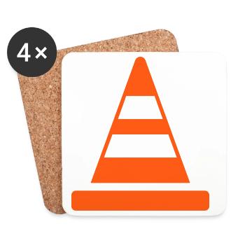 Cône de signalisation Icône de ligne de sécurité Symbole d’avertissement routier - Dessous de verre (lot de 4) - blanc - Devant