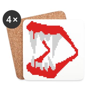 Dents vamp 8 bits - Dessous de verre (lot de 4) - blanc - Devant