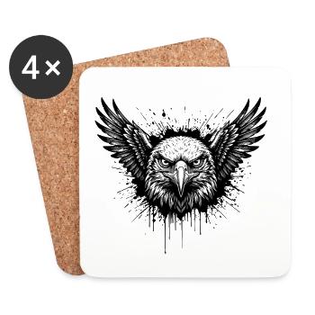 Aigle Majestueux Splash Tattoo - Dessous de verre (lot de 4) - blanc - Devant