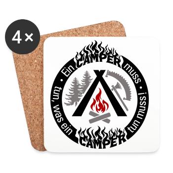 Drôle de camping-car : configuration individuelle 3 couleurs - Dessous de verre (lot de 4) - blanc - Devant