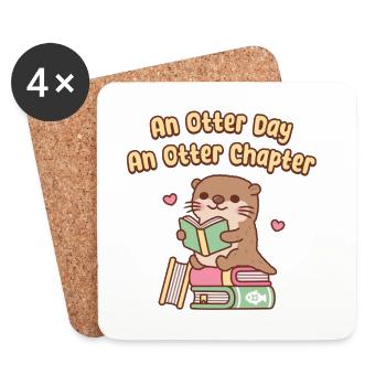 Cute Otter Reads An Otter Day An Otter Chapter - Coasters (set of 4) - white - Front