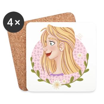 Portrait de fleurs pastel - Dessous de verre (lot de 4) - blanc - Devant