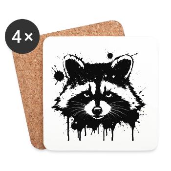 Raton Laveur Splash Noir - Dessous de verre (lot de 4) - blanc - Devant