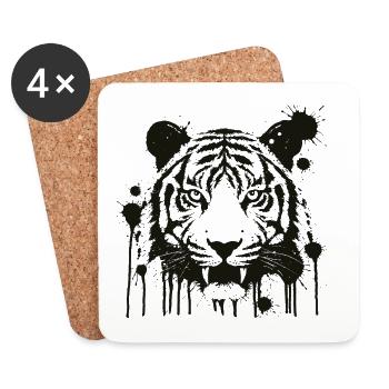 Tigre Éclaboussé Noir Splatter - Dessous de verre (lot de 4) - blanc - Devant
