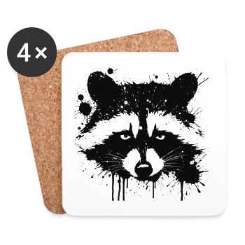 Raccoon ink splat - Coasters (set of 4) - white - Front