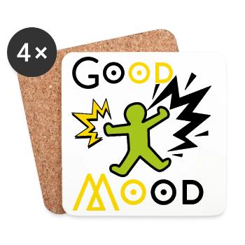 Explosive green and yellow playful figure - Coasters (set of 4) - white - Front