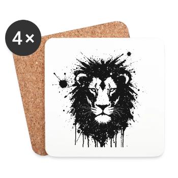 Lion Artistic Splatter - Coasters (set of 4) - white - Front