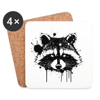 Waschbär-Tinte gespritzt - Untersetzer (4er-Set) - Weiß - Vorne