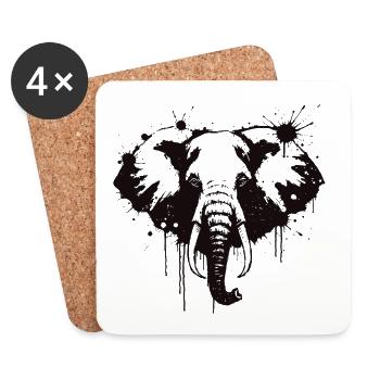 Elephant Ink Splash Black - Untersetzer (4er-Set) - Weiß - Vorne