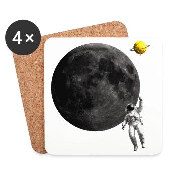 Astronaut and Moon Balloon - Untersetzer (4er-Set) - Weiß - Vorne