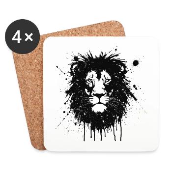 Lion Splash Art Schwarz - Untersetzer (4er-Set) - Weiß - Vorne