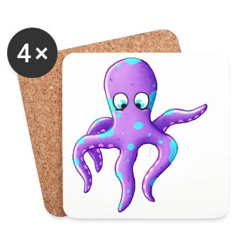 Purple Squid Pop Art - Coasters (set of 4) - white - Front