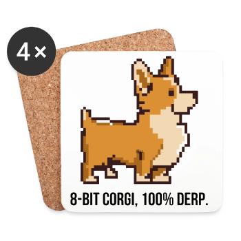 8-Bit Pixel Corgi T-Shirt - Untersetzer (4er-Set) - Weiß - Vorne