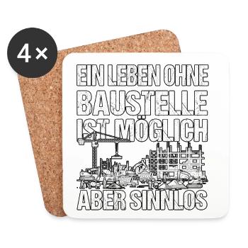 Lustiges Bauarbeiter Design - Untersetzer (4er-Set) - Weiß - Vorne