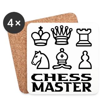 Maître d’échecs - Dessous de verre (lot de 4) - blanc - Devant
