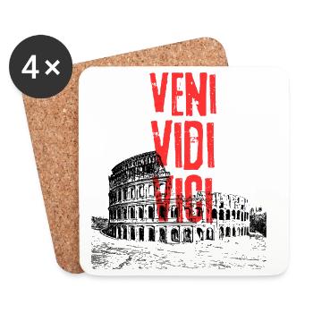 Veni Vidi Vici Distressed Text - Coasters (set of 4) - white - Front