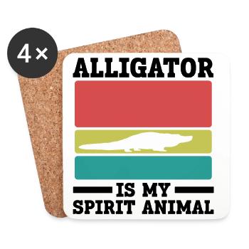 Alligator Vintage Spirit Animal - Untersetzer (4er-Set) - Weiß - Vorne