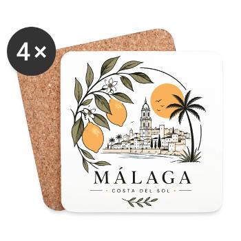 Málaga Küstenparadies - Untersetzer (4er-Set) - Weiß - Vorne