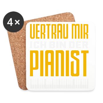 Piano Klavier Musiker Geschenk Geschenkidee - Untersetzer (4er-Set) - Weiß - Vorne