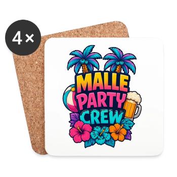 Malle Party Crew Tropen-Party - Untersetzer (4er-Set) - Weiß - Vorne