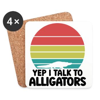 Alligator Silhouette Retro - Untersetzer (4er-Set) - Weiß - Vorne