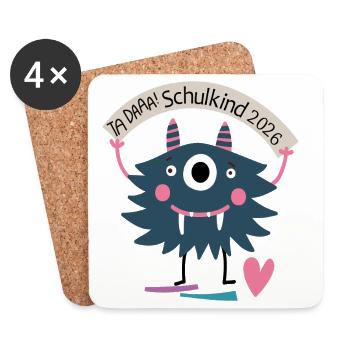Schulanfang 2026 - Untersetzer (4er-Set) - Weiß - Vorne