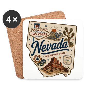 Nevada Silver State Vintage Las Vegas Aufkleber - Untersetzer (4er-Set) - Weiß - Vorne