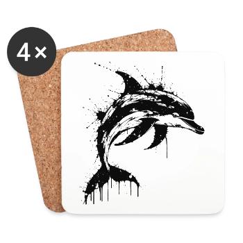 Dolphin Paint Splash Black - Untersetzer (4er-Set) - Weiß - Vorne