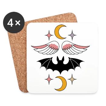 Fledermaus und Engelsflügel - Untersetzer (4er-Set) - Weiß - Vorne