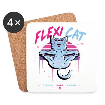 Flexi Cat stretches wonderfully - Coasters (set of 4) - white - Front