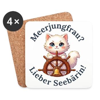 Meerjungfrau? Lieber Seebärin! - Untersetzer (4er-Set) - Weiß - Vorne