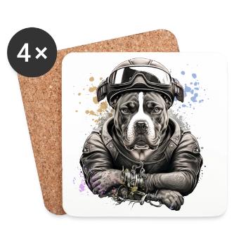 Biker Molosser - 065c - Coasters (set of 4) - white - Front