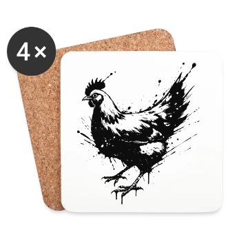 Hen Schwarze Tintenspritzer - Untersetzer (4er-Set) - Weiß - Vorne