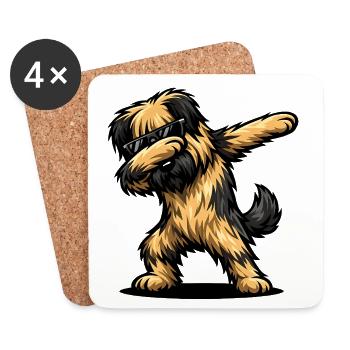 Dabbing Briard - Untersetzer (4er-Set) - Weiß - Vorne