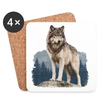 Wolf - Untersetzer (4er-Set) - Weiß - Vorne