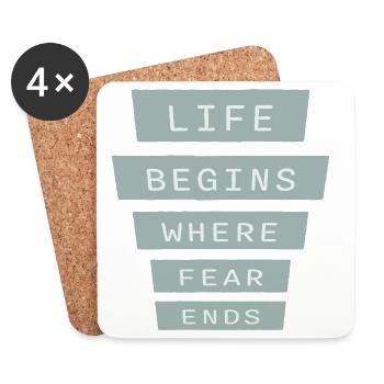 Life Begins Where Fear Ends Motivierend Zitat Logo - Untersetzer (4er-Set) - Weiß - Vorne